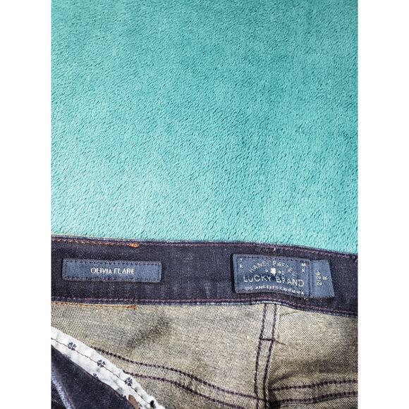 Lucky Brand Jeans Size 2 Womens Blue Stretch Mid Rise Olivia Flared Wide Leg - Picture 3 of 13